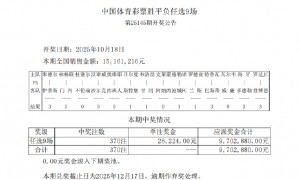 14场仅出5场首赔 足彩任九开370注26224元